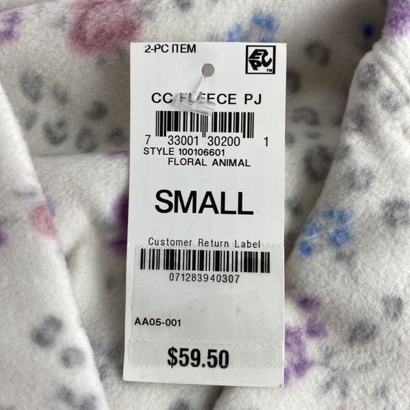 Charter Club Cozy Fleece Floral Animal Pajama Set - Picture 7 of 7